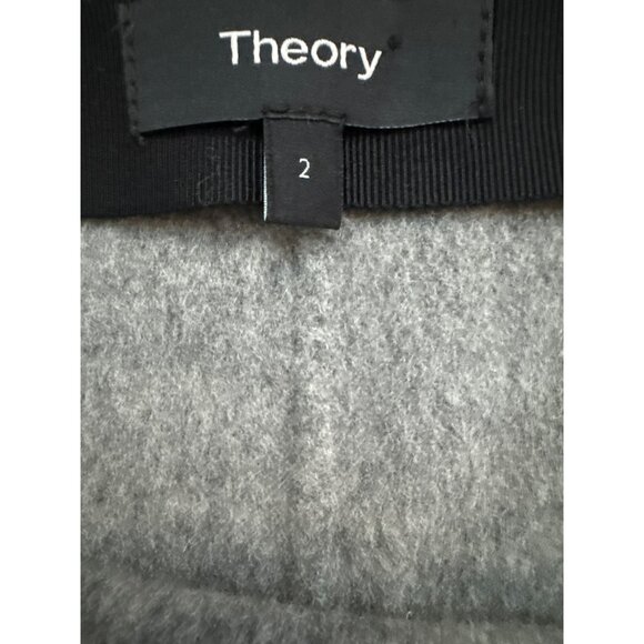 Theory Womens Short Skirt Size 2 Wool Cashmere Blend Gray Felted Pockets Zipper - Picture 3 of 6